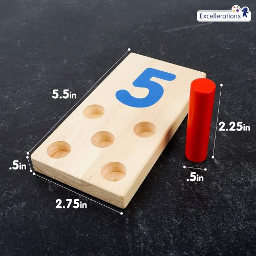  Excellerations 2.5 X 5 inches, Peg Number Boards Wooden, Counting Teaching Toy, Educational Toy, Preschool, Kids Toys (PEGNUMBD)