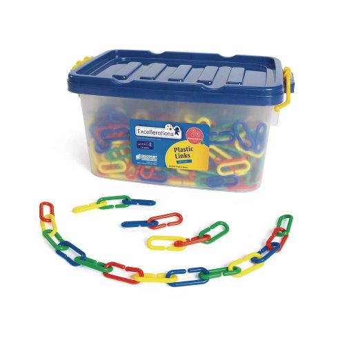  Excellerations Plastic Counting Math, Connecting Chains, 500 Pieces in Storage Bin, Early Math Skills, Educational Toy, Preschool, STEM