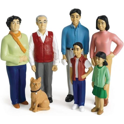  Excellerations Educational Multicultural Pretend Play Figurine Family Dolls Set of 4 Different ethnicities 28 Pieces Total for Block Play