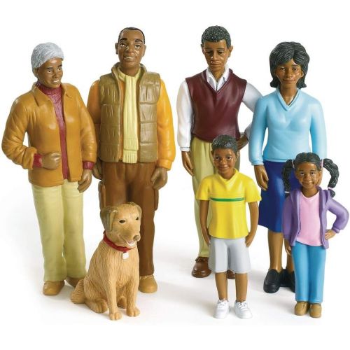  Excellerations Educational Multicultural Pretend Play Figurine Family Dolls Set of 4 Different ethnicities 28 Pieces Total for Block Play