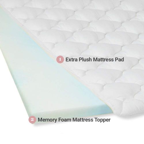  ExceptionalSheets Mattress Pad with Fitted Skirt - Double Thick Extra Plush Mattress Topper - 2 Pieces | Hypoallergenic Mattress Pads | Luxury Hotel Mattress Pad + Memory Foam Topp