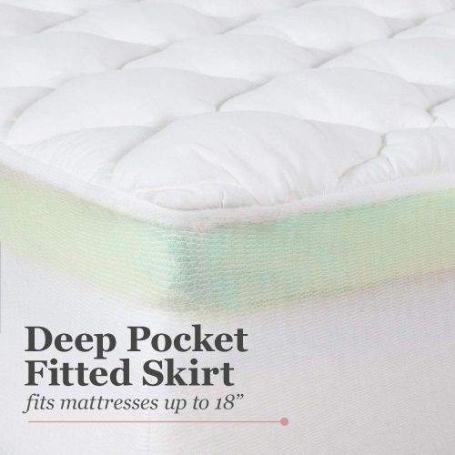  ExceptionalSheets Mattress Pad with Fitted Skirt - Double Thick Extra Plush Mattress Topper - 2 Pieces | Hypoallergenic Mattress Pads | Luxury Hotel Mattress Pad + Memory Foam Topp
