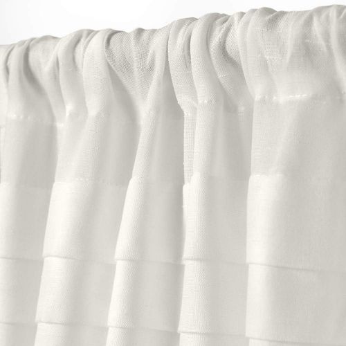  Exclusive Home Curtains EKO Linen Sheer Rod Pocket Window Curtain Panel Pair, Off-White, 50x84