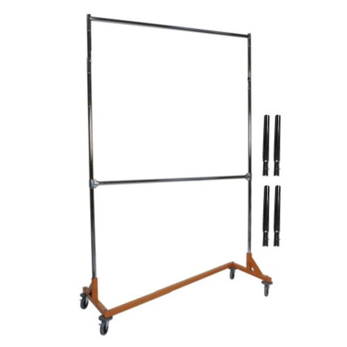  ExecuSystems Extended Height Nesting Z-Rack Rolling Garment Rack with Add-On Bar, Commercial Grade