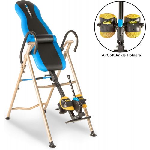  EXERPEUTIC Inversion Table with AIRSOFT NO PINCH Ankle Holders, SURELOCK Safety Ratchet System, and Lumbar Support