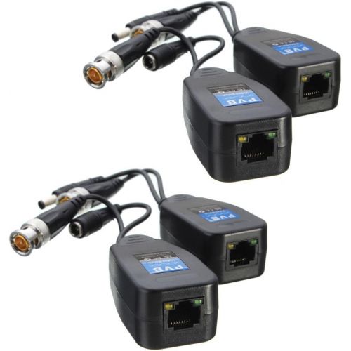  [아마존베스트]Exgoofit 10 Pairs HD-CVI/TVI/AHD Passive Video Balun with Power Connector and RJ45 CAT5 Data Transmitter BNC Twisted Pair