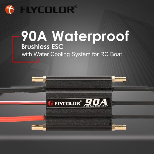  Exiao Original FLYCOLOR 2-6S 90A Waterproof Brushless ESC Speed Controller for RC Boat Ship with BEC 5.5V5A Water Cooling System