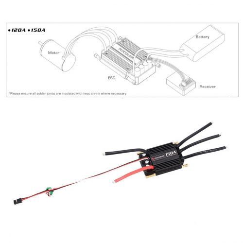  Exiao Original FLYCOLOR 2-6S 150A Waterproof Brushless ESC Speed Controller for RC Boat Ship with BEC 5.5V5A Water Cooling System