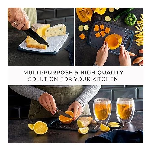  Exitoso Small Cutting Board Set of 4 - BPA Free Cutting Boards for Kitchen Dishwasher Safe - Non Slip Plastic Cutting Board with Juice Groove - Small Plastic Cutting Boards For Kitchen Essentials
