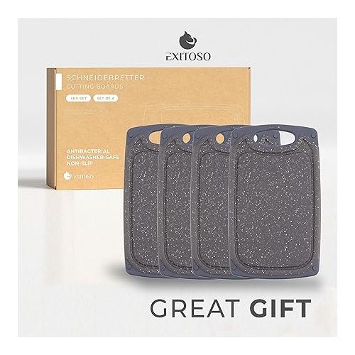  Exitoso Small Cutting Board Set of 4 - BPA Free Cutting Boards for Kitchen Dishwasher Safe - Non Slip Plastic Cutting Board with Juice Groove - Small Plastic Cutting Boards For Kitchen Essentials