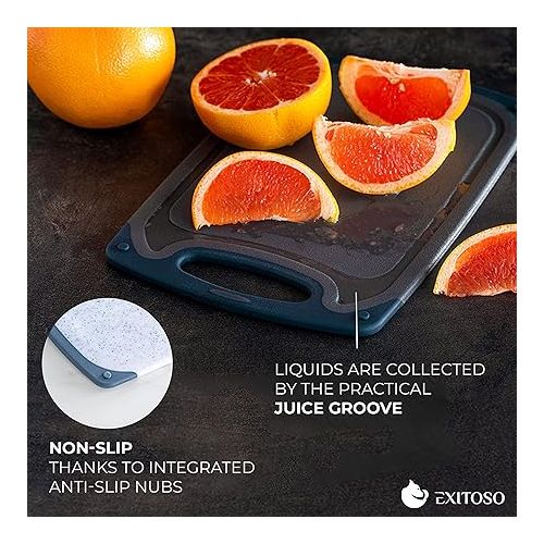  Exitoso Small Cutting Board Set of 4 - BPA Free Cutting Boards for Kitchen Dishwasher Safe - Non Slip Plastic Cutting Board with Juice Groove - Small Plastic Cutting Boards For Kitchen Essentials