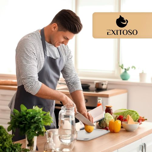  [아마존베스트]Exitoso The Original I Chopping Board made of Wheat Straw Zero Waste I Plastic-Free with Juice Groove and Handle I Biodegradable I Dishwasher Safe and Antibacterial I Sustainable