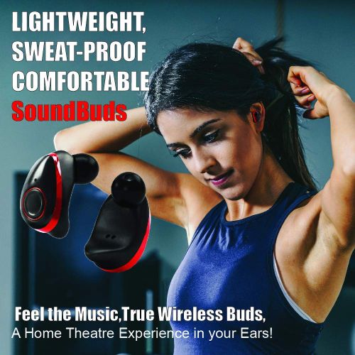  Wireless Earbuds, Exo Audio SoundBudsV3 Latest Bluetooth 5.0 True Wireless Bluetooth in Ear Earbuds - Wireless Headphones 3D High Def. Stereo Surround Sound, 18H Play Time, Sweat P