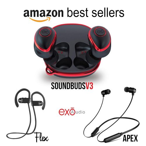  Wireless Earbuds, Exo Audio SoundBudsV3 Latest Bluetooth 5.0 True Wireless Bluetooth in Ear Earbuds - Wireless Headphones 3D High Def. Stereo Surround Sound, 18H Play Time, Sweat P