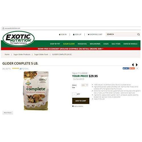  Exotic Nutrition Glider Complete - High Protein Sugar Glider Food