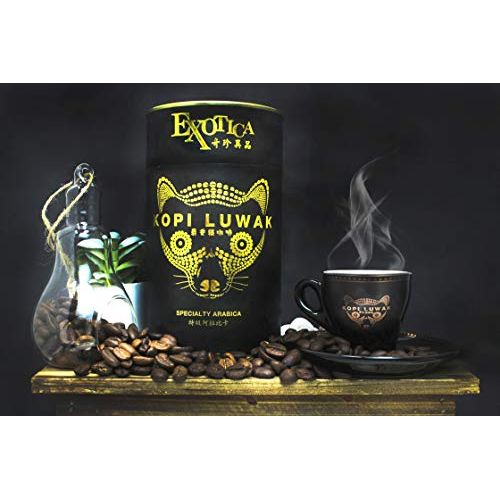  Exotica The Worlds Most Exclusive Coffee, Kopi Luwak Specialty Arabica House Blend Gourmet Coffee Roasted Whole Beans (100g)