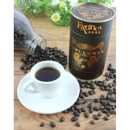  Exotica The Worlds Most Exclusive Coffee, Kopi Luwak Specialty Arabica House Blend Gourmet Coffee Roasted Whole Beans (100g)