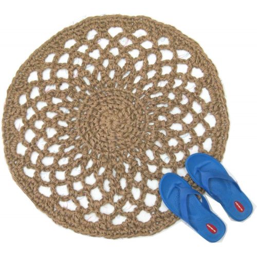  Exotiflora Round Jute Doily Rug - Handmade Openwork Crochet - 26: Gateway