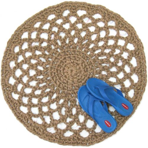  Exotiflora Round Jute Doily Rug - Handmade Openwork Crochet - 26: Gateway