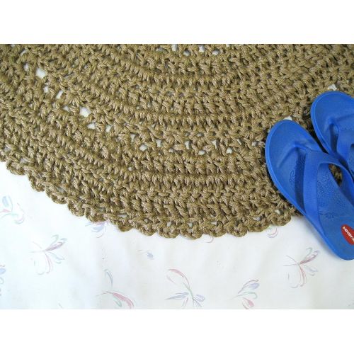  Exotiflora Jute Slice or Half Circle Area Rug - Natural Fiber - Handmade Crochet - 42 x 21: Gateway