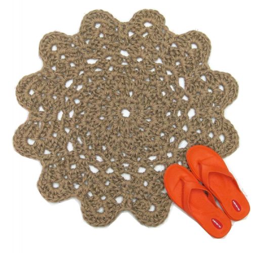  Exotiflora Jute Flower Area Rug - Natural Fiber - Handmade Crochet - 28: Gateway