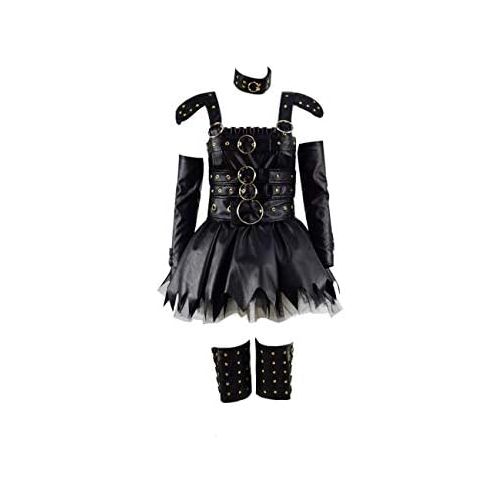  Expeke Women Black Scissorhand Costume Steampunk Pu Set Cosplay