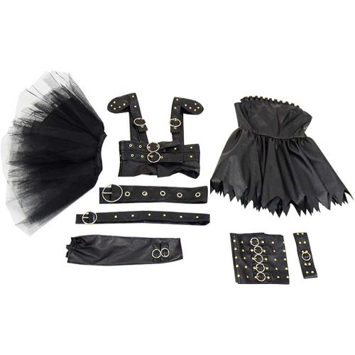  Expeke Women Black Scissorhand Costume Steampunk Pu Set Cosplay