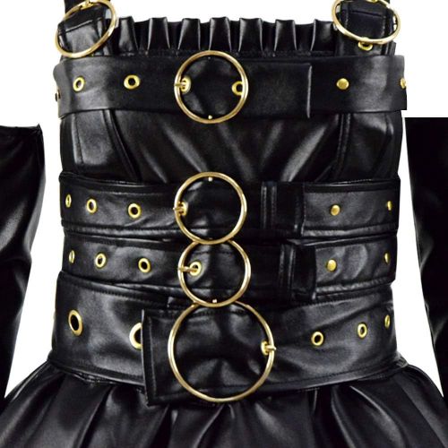  Expeke Women Black Scissorhand Costume Steampunk Pu Set Cosplay