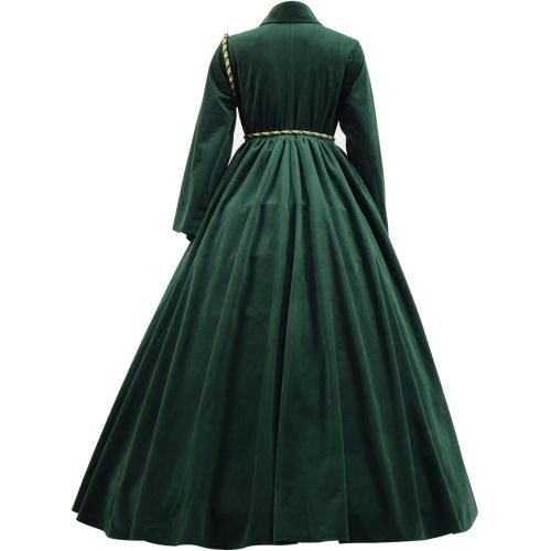  Expeke Scarlet Costume Gone Wind Dresses with Scarf for Women Green Curtain Dress