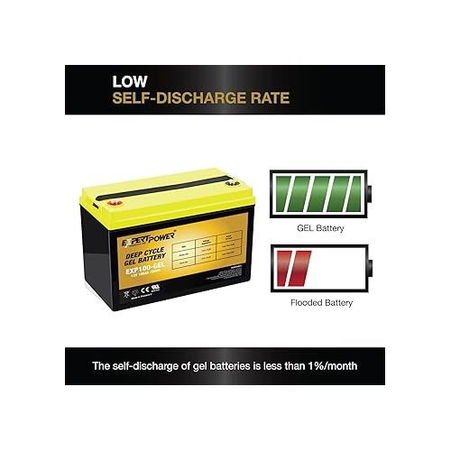  ExpertPower 12V 100AH Gel Deep Cycle Battery for Kayak Trolling Motors, Non-Spillable