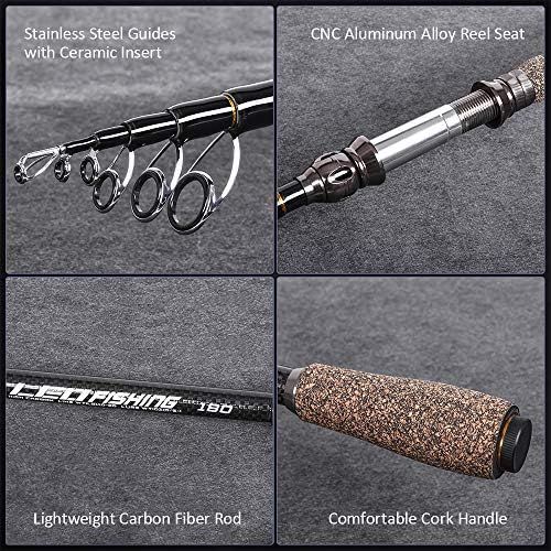  [아마존베스트]Explopur 1.8m Sea Fishing Rod - Telescopic Carbon Fishing Rod Ultralight Travel Rod with Cork Handle