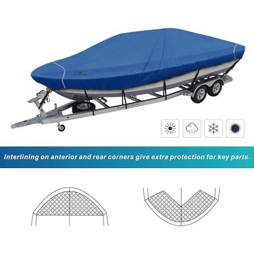  Explore Land Trailerable Waterproof Boat Cover Fits 14'-16'Long Beam Width up to 76