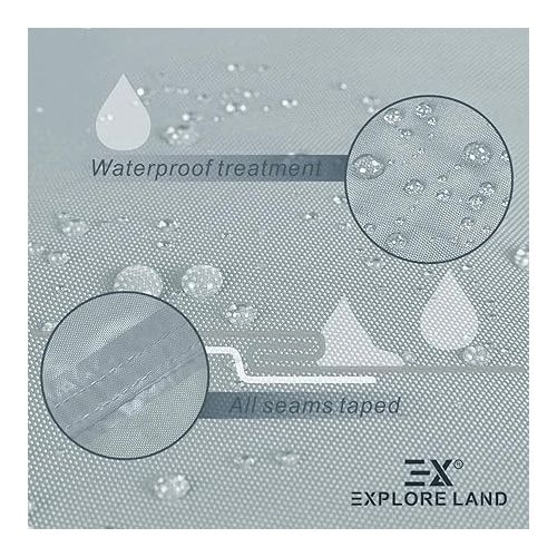  Explore Land Fade Resistant Pedal Boat Cover - Waterproof 600D Heavy Duty Outdoor 3 or 5 Person Paddle Boat Protector, Grey