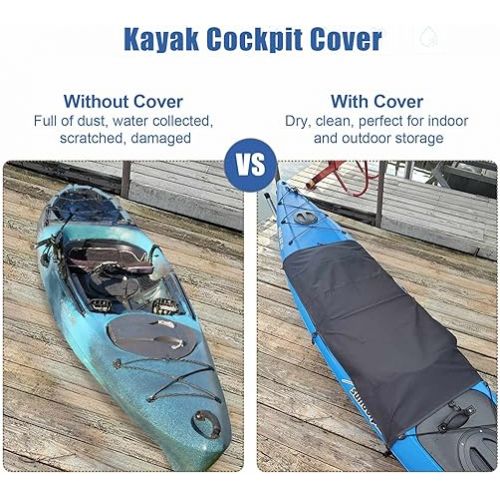  Explore Land Universal Kayak Cockpit Drape Waterproof Seal Cockpit Cover for Indoor and Outdoor 2 Pack - Large 60 x 29 inch, Black