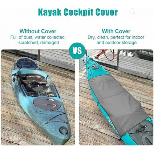  Explore Land Universal Kayak Cockpit Drape Waterproof Seal Cockpit Cover for Indoor and Outdoor Regular 44 x 28 inch, Grey