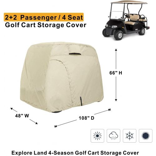  Explore Land 600D Waterproof Golf Cart Cover Universal Fits for Most Brand 4 Passenger Golf Cart