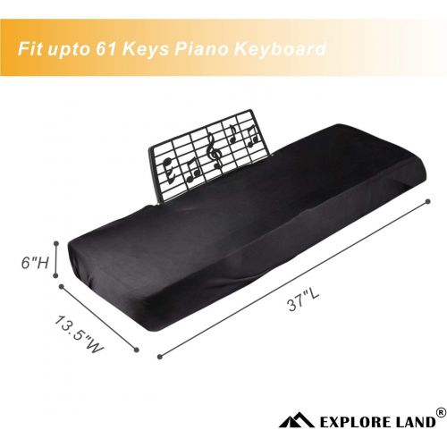  [아마존베스트]Explore Land Stretchy 61/88 Keys Piano Keyboard Dust Cover with Music Stand Opening for Digital Electronic Piano (61,Black)