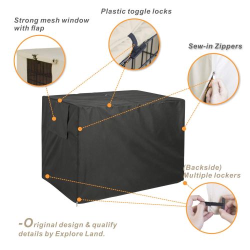  Explore Land Dog Crate Cover Durable Polyester Pet Kennel Cover Universal Fit for Wire Dog Crate