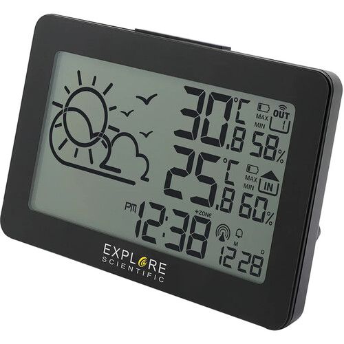  Explore Scientific Large Display Weather Station with Temperature and Humidity (Black)