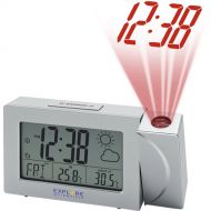 Explore Scientific Radio-Controlled Projection Clock with External Weather Sensor (Silver)