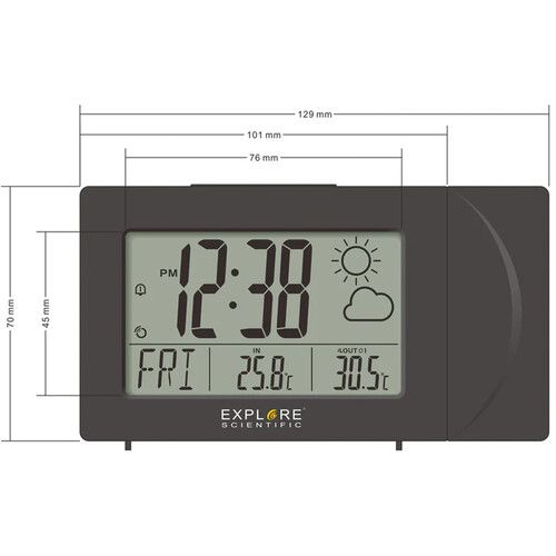  Explore Scientific Radio-Controlled Projection Clock with External Weather Sensor (Black)