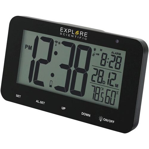  Explore Scientific Large Display Radio Controlled Alarm Clock (Black)
