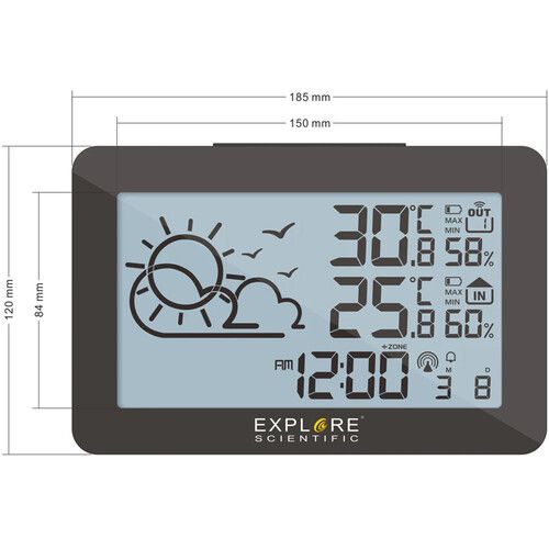  Explore Scientific Large Display Weather Station with Temperature and Humidity