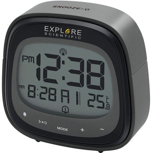  Explore Scientific Touch Key Radio-Controlled Clock (Metallic Gray)