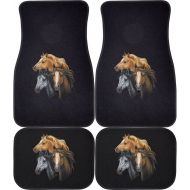 Express Yourself Products 3 Horse Heads (Black, Rears) Car and Truck Front and Rear Mats - Set of 4