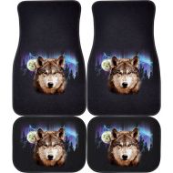 Express Yourself Products Wolf Lightning (Black, Rears) Car and Truck Front and Rear Mats - Set of 4