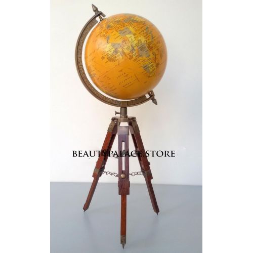  Expressions Enterprises Handcrafted Geographical World Globe On Wooden Tripod, Office Table Or Shelf World Map Globe On Tripod 21 Inch Height Nautical Office Decorative Products