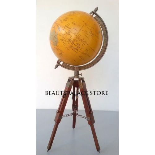  Expressions Enterprises Handcrafted Geographical World Globe On Wooden Tripod, Office Table Or Shelf World Map Globe On Tripod 21 Inch Height Nautical Office Decorative Products