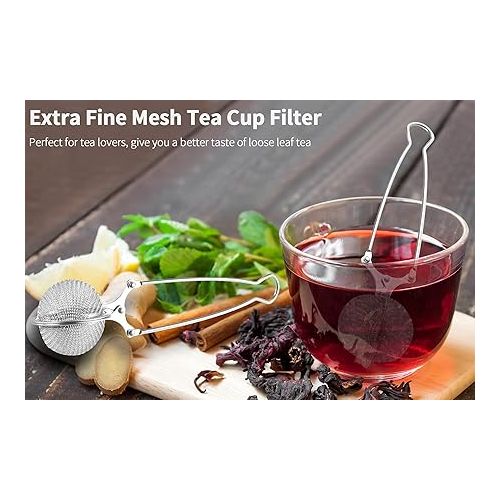  Snap Ball Tea Strainer, Exptolii 3 Pack Stainless Steel Tea Infuser Filter with Handle for Loose Leaf Tea, Spices, Seasonings