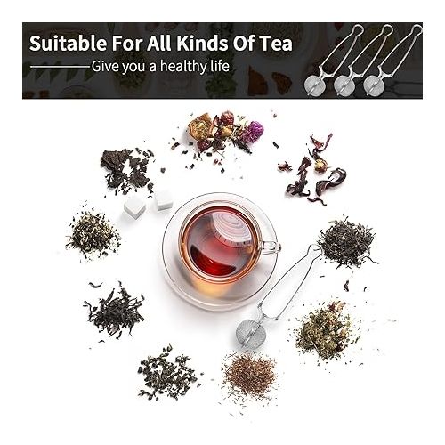  Snap Ball Tea Strainer, Exptolii 3 Pack Stainless Steel Tea Infuser Filter with Handle for Loose Leaf Tea, Spices, Seasonings